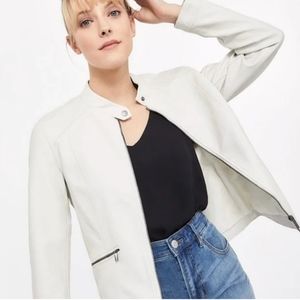 (S)🎀Vintage💯Leather Moto  Ceuro Cream White Leather Jacket